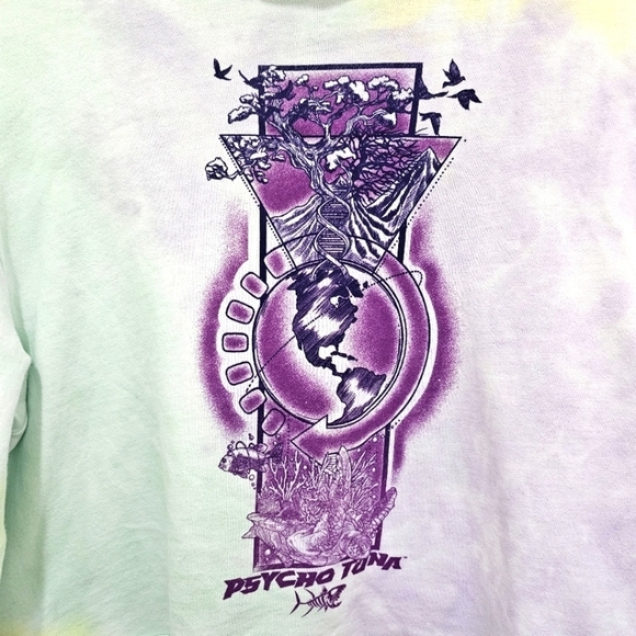 Psycho Tuna Tie Dye Cropped Graphic Hoodie Size L - Picture 6 of 10